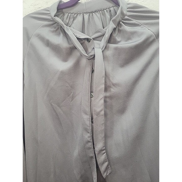 Vintage Handmade Gray Bow Tie Blouse Buttons Down Sz‎ 2X - Picture 4 of 11